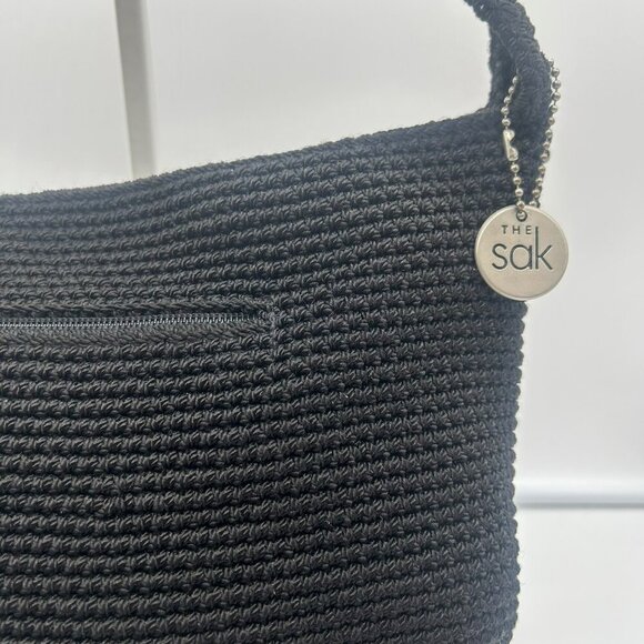 The Sak Woven Shoulder Bag Black Classic Pockets Minimalist Classic Lagenlook - Picture 5 of 12